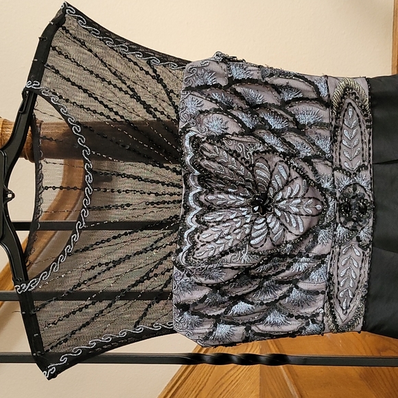 Sue Wong Nocturne Black Beaded Bodice Cocktail Dress - Picture 2 of 15